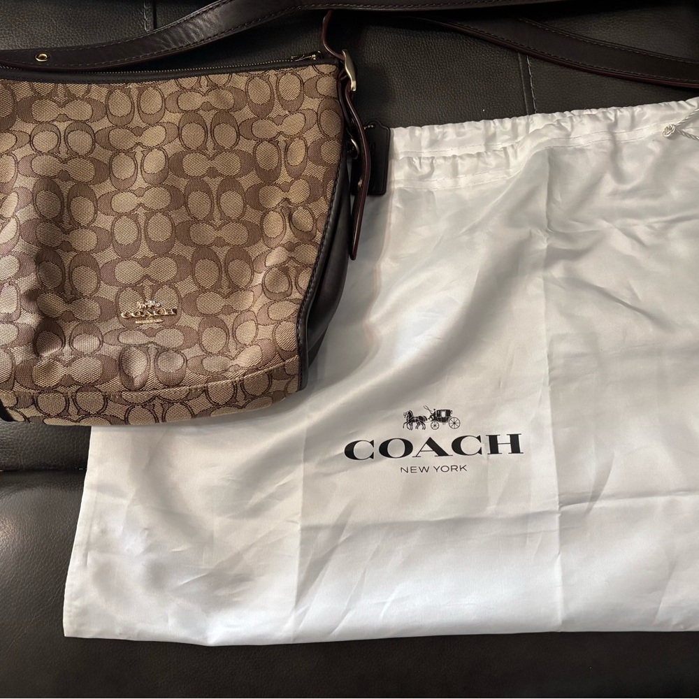 Coach Brown and Tan Shoulder Bag